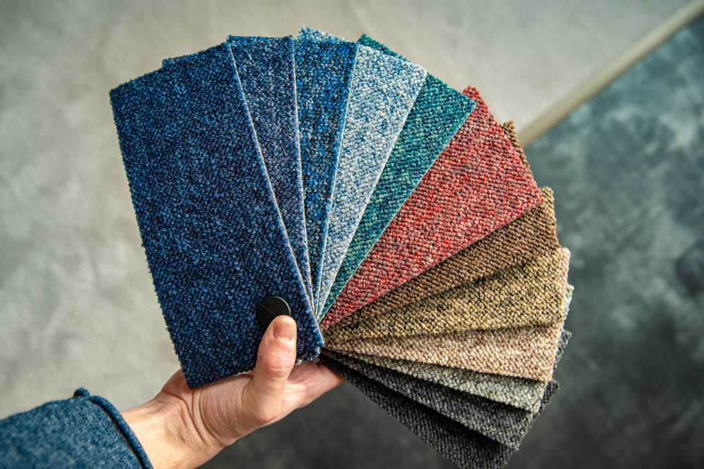 A selection of different coloured carpet tiles