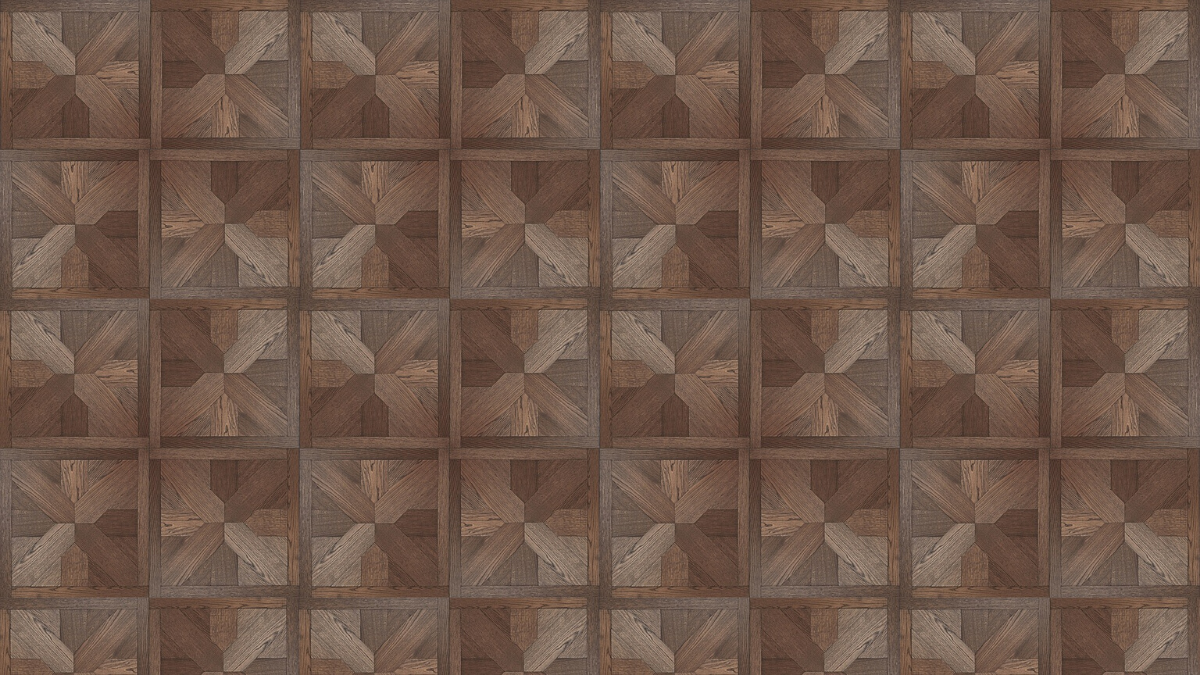 A patterned wood floor