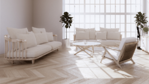 A room with designer flooring