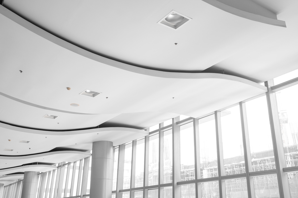 A curved suspended ceiling