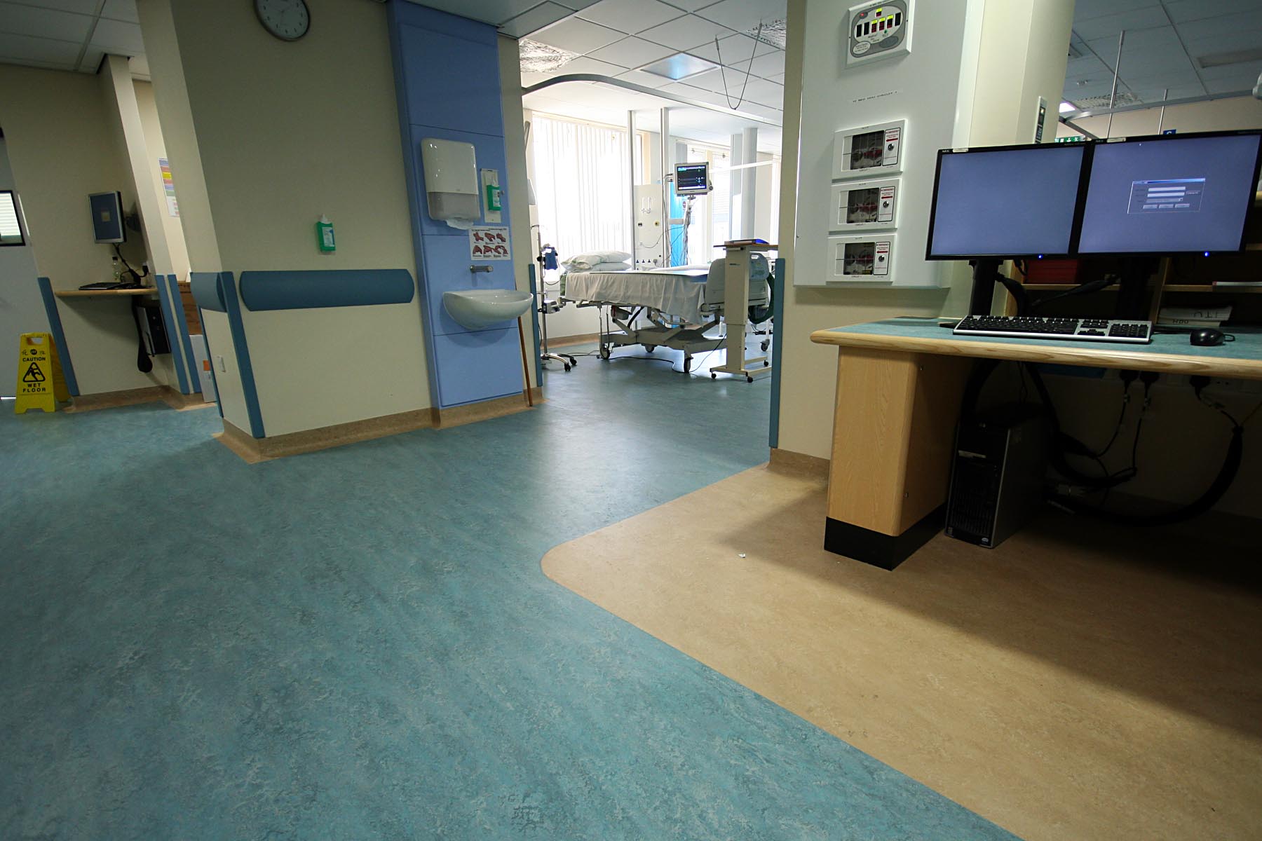 Hospital area with rubber flooring