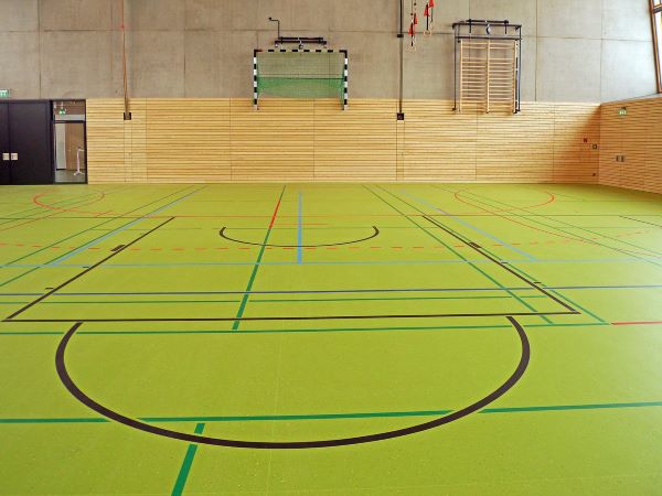 Sports hall with rubber flooring